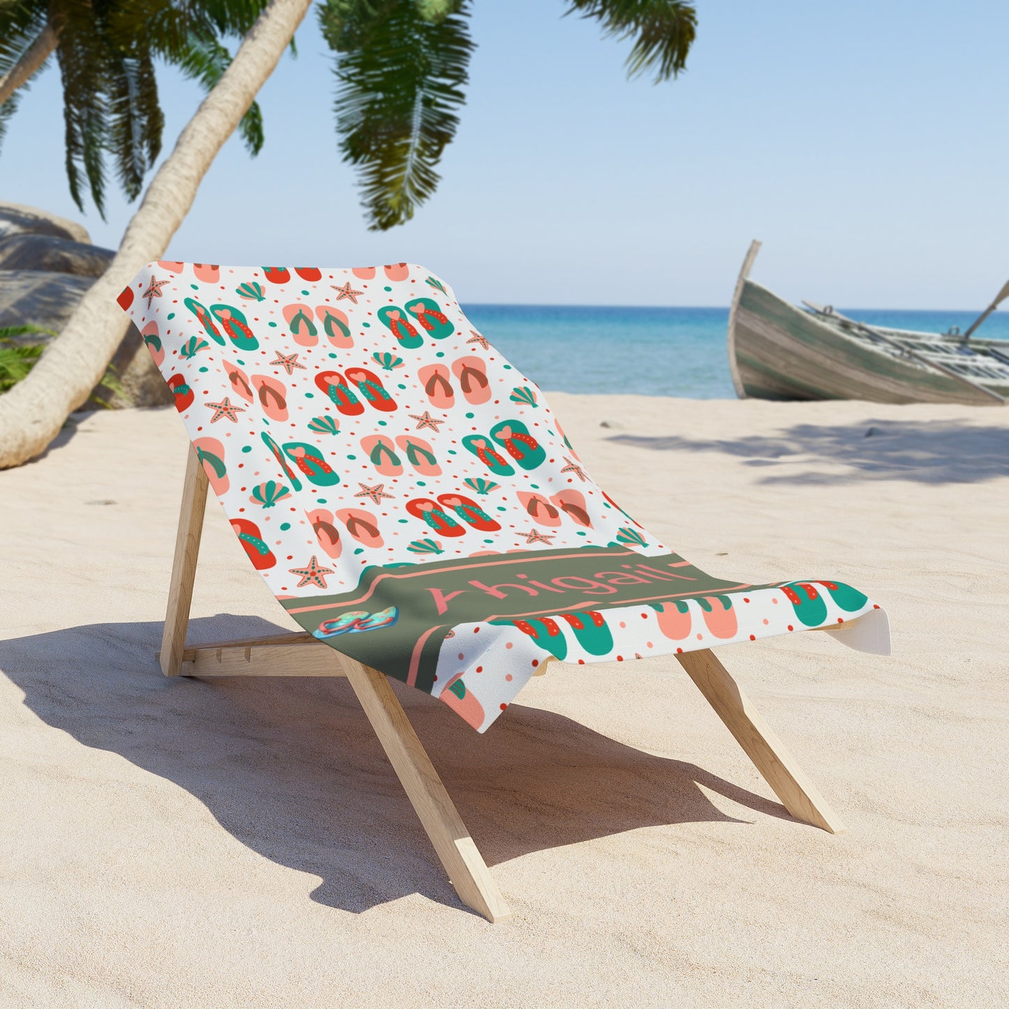 Personalized Flip-Flop Beach Towel — Custom Name Summer Towel