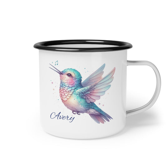Personalized Hummingbird Enamel Camp Cup