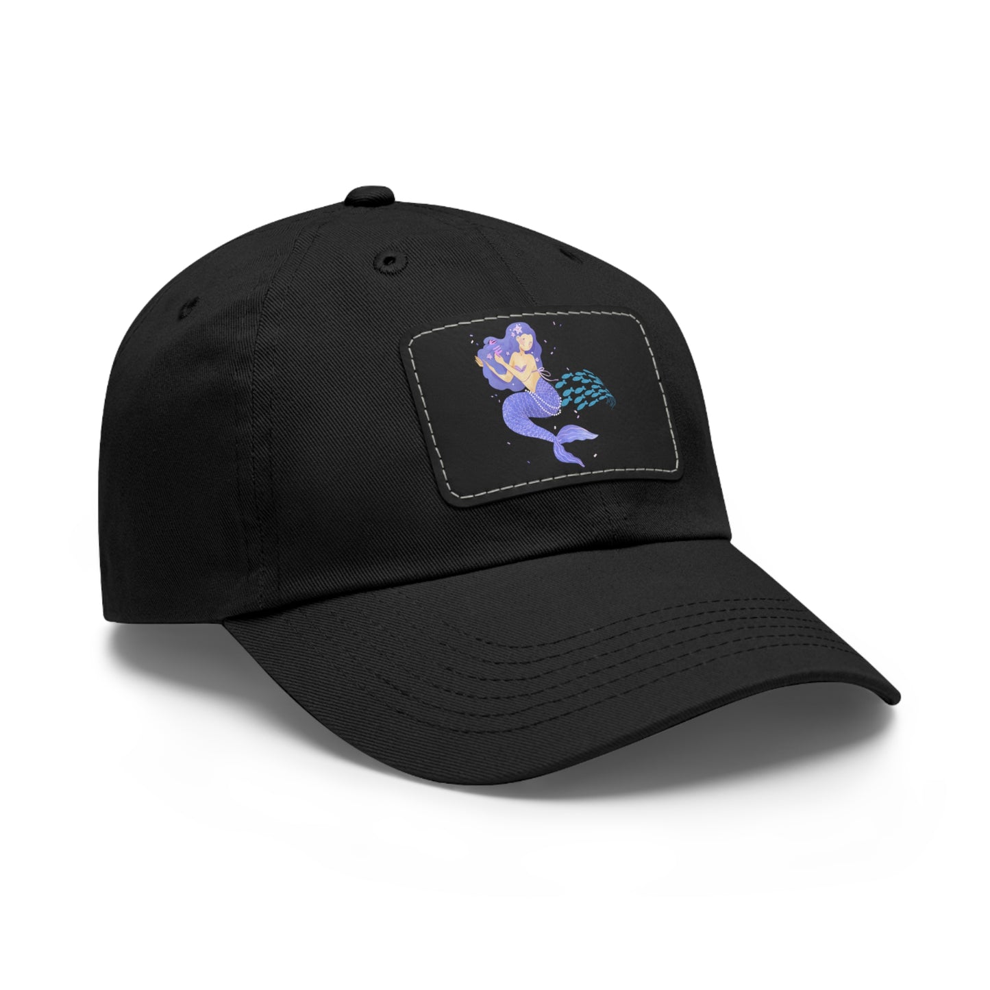The mermaid and her school fish Dad Hat with Leather Patch (Rectangle)