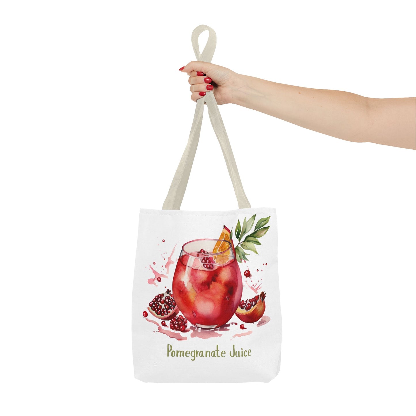 Pomegranate Juice Tote Bag — Watercolor Fruit Canvas Tote