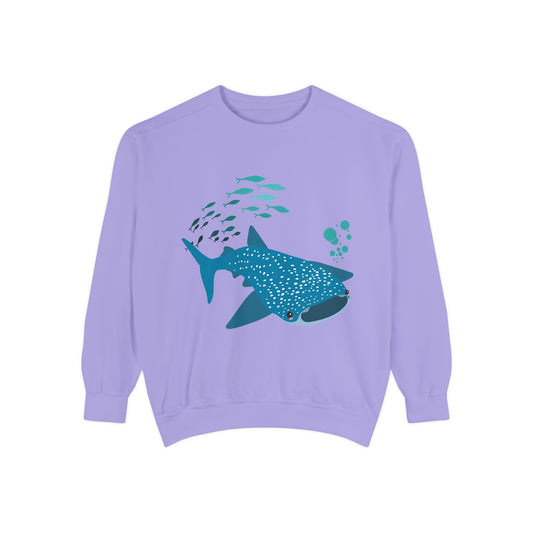 Whale Shark school of fish and buddles Unisex Garment-Dyed Sweatshirt