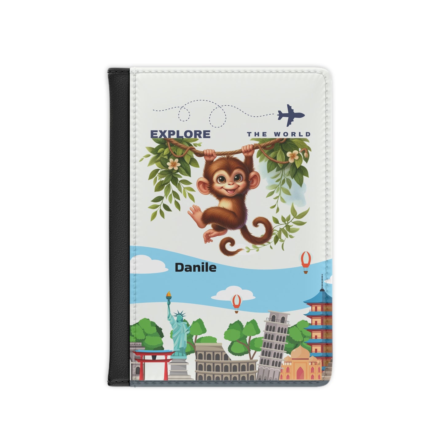 Explore the World Monkey Passport Cover — Cute Personalized Travel Passport Holder