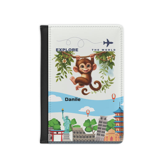 Explore the World Monkey Passport Cover — Cute Personalized Travel Passport Holder