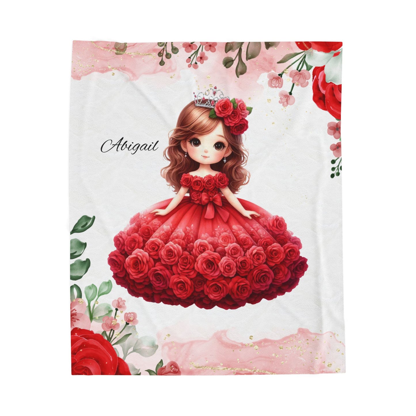 Personalized Velveteen Plush Blanket with Floral Fairy Design, Cozy Gift for Kids, Nursery Décor, Soft Throw for Birthdays, Baby Showers