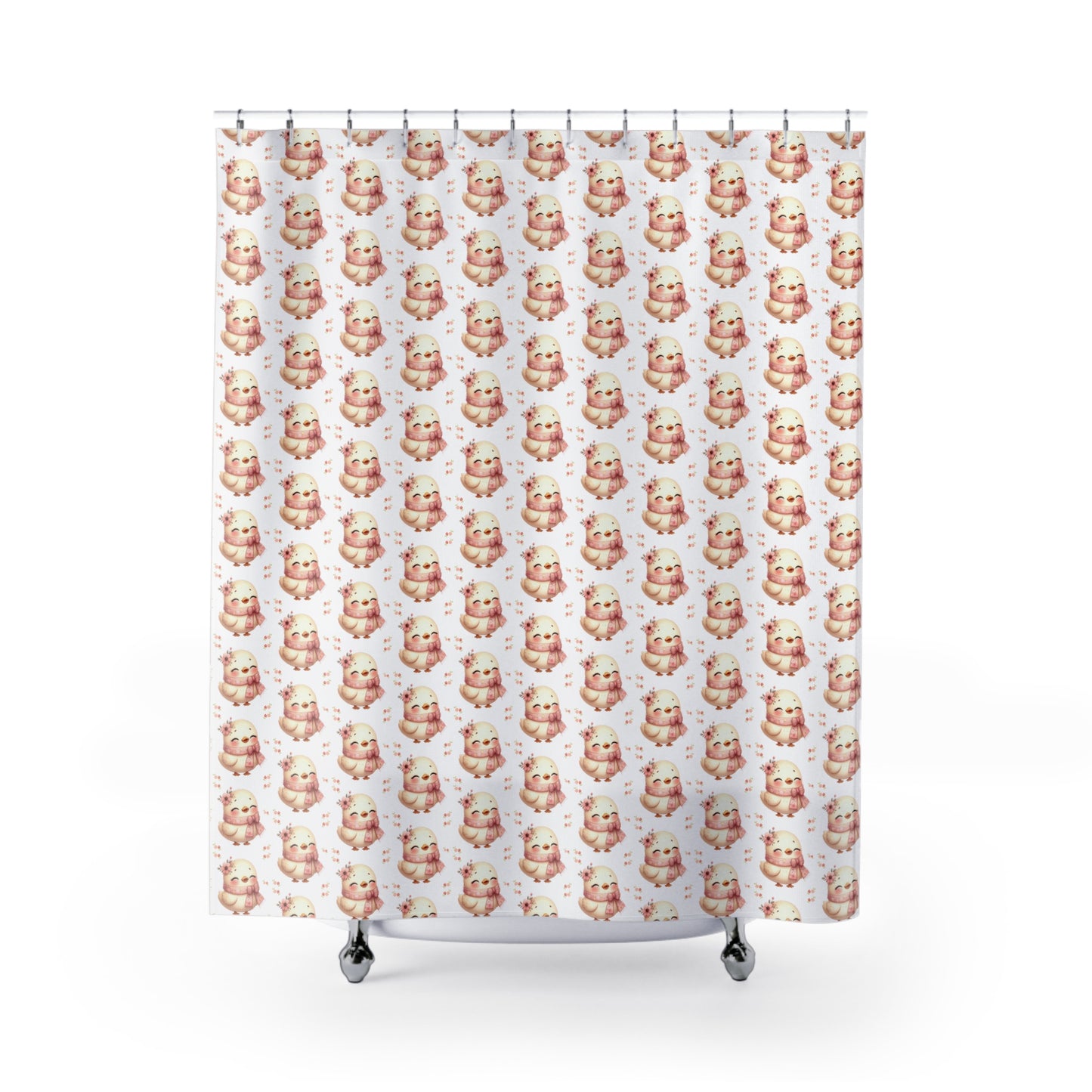 Cute Kawaii Otter Pattern Shower Curtain — Pink Watercolor Bath Decor