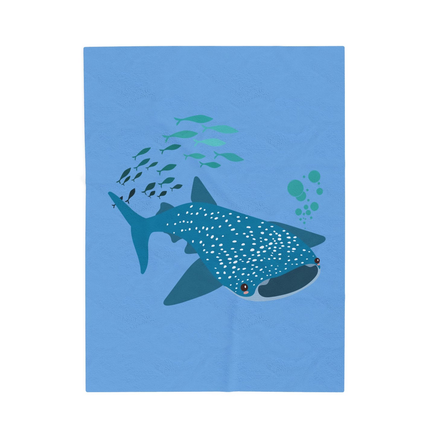 Whale Shark school of fish and buddles Velveteen Plush Blanket