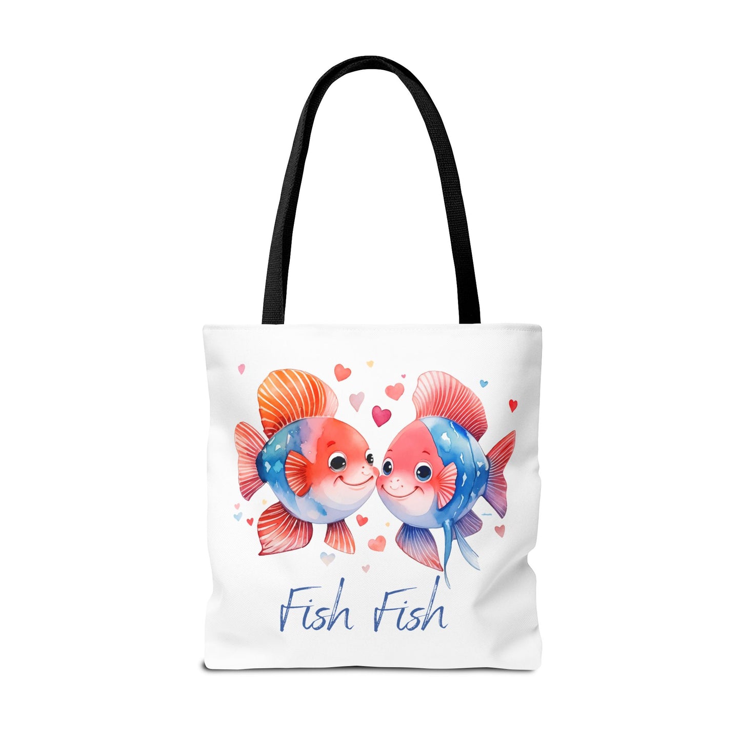Cute Fish Couple Tote Bag — 'Fish Fish' Romantic Sea Life Beach Shopper