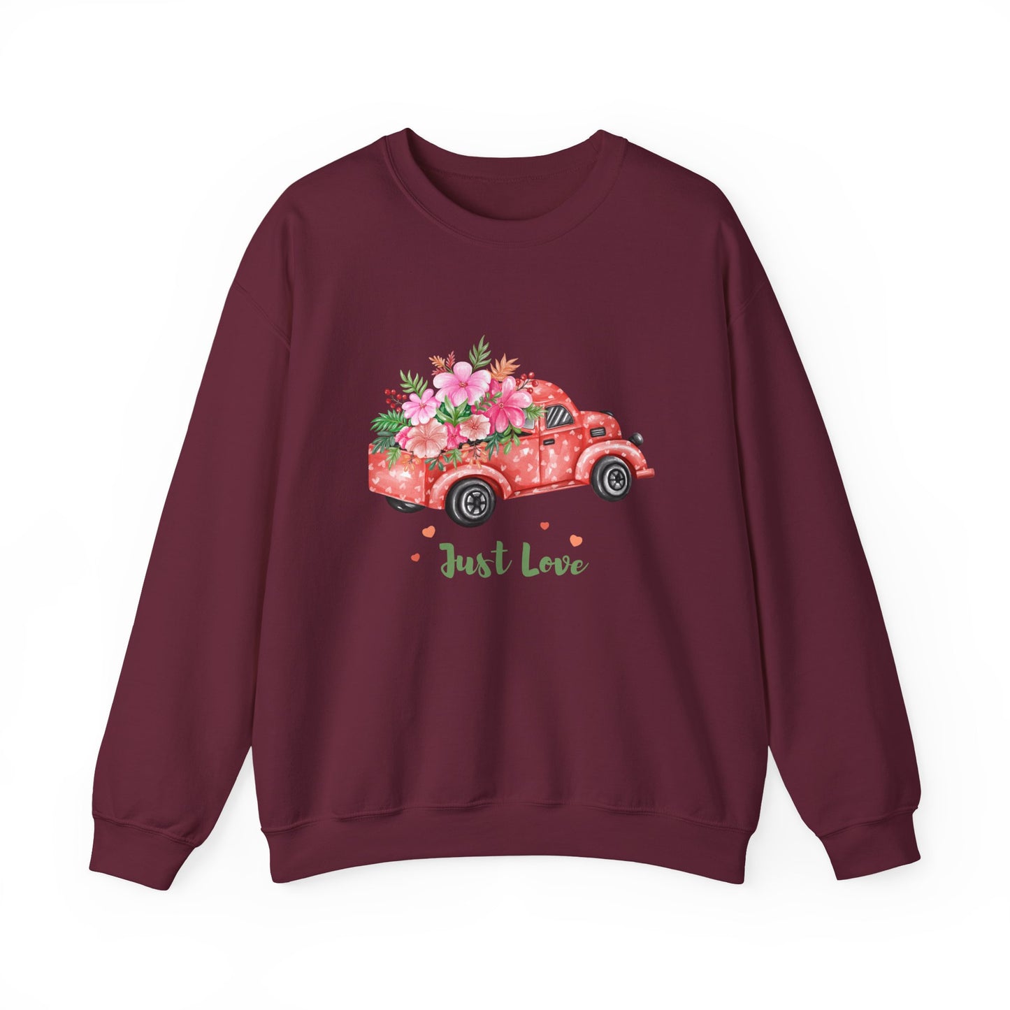 Flower Truck Crewneck Sweatshirt, Cozy Unisex Sweater for Valentine's Day, Comfortable Gift for Him/Her, Casual Love Apparel, Floral [...]