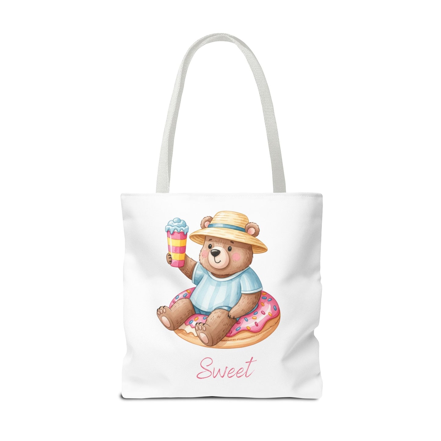Sweet Bear Beach Tote - Cute Summer Teddy on Donut Float