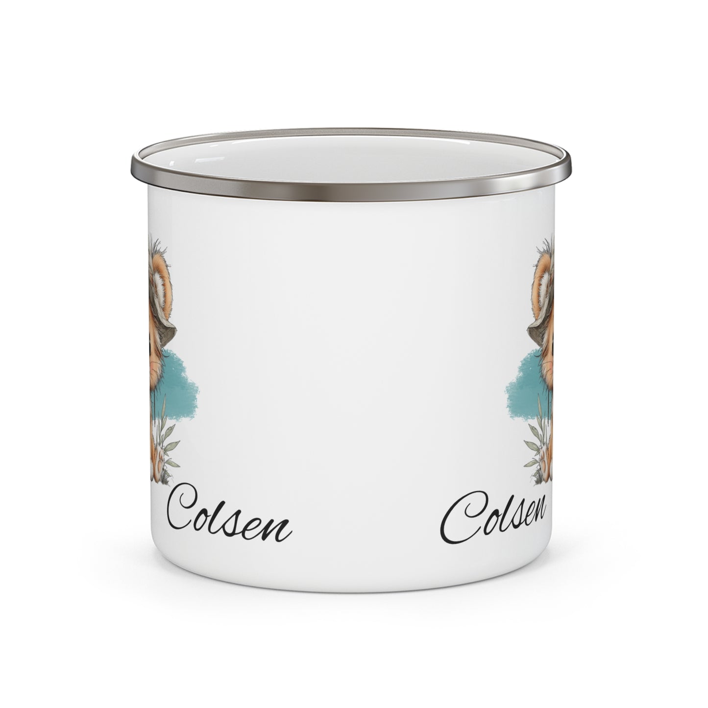 Enamel Camping Mug — Cute Safari Cub Personalized Campfire Coffee Cup