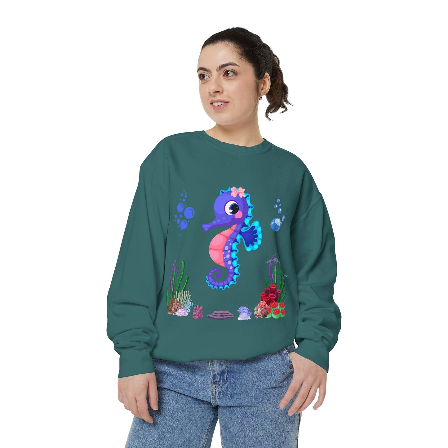 Seahores playful under the sea Unisex Garment-Dyed Sweatshirt