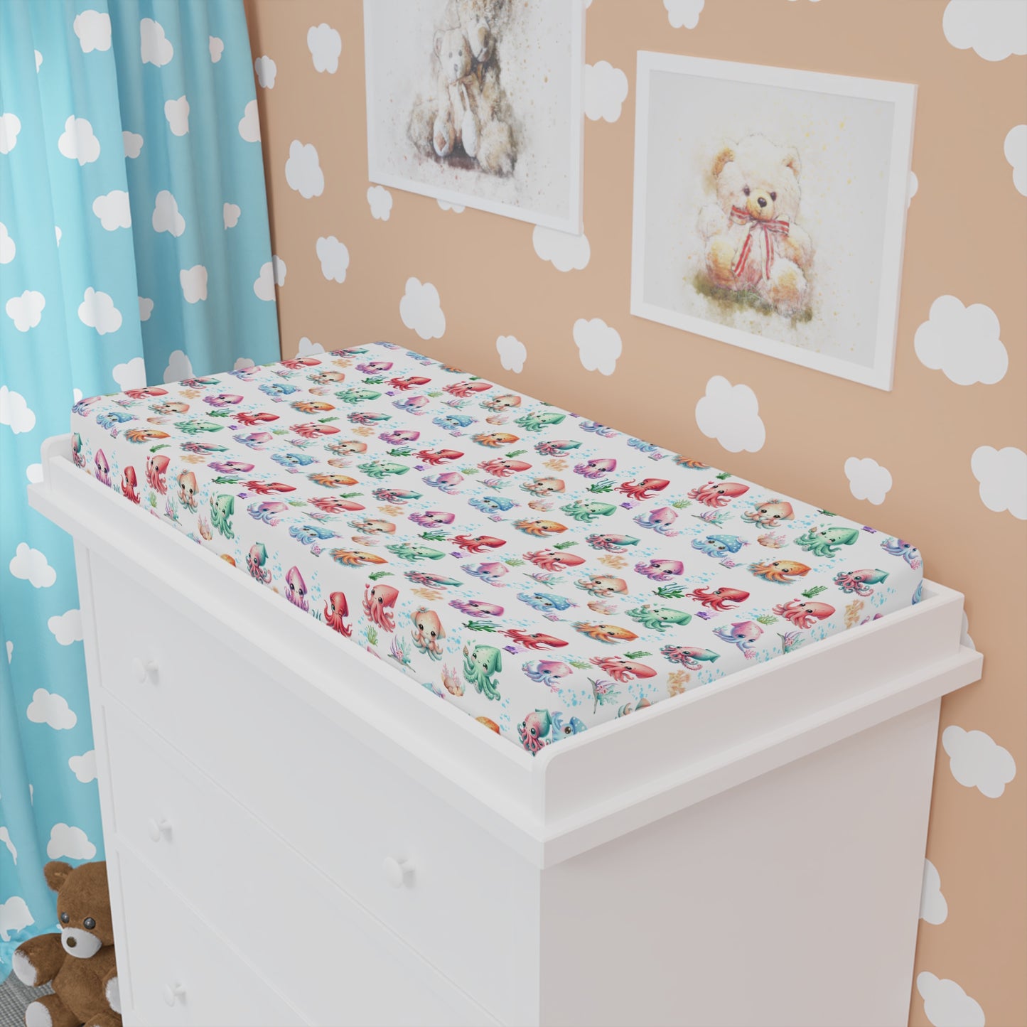 Floral Watercolor Baby Changing Pad Cover — Soft Breathable Nursery Protector