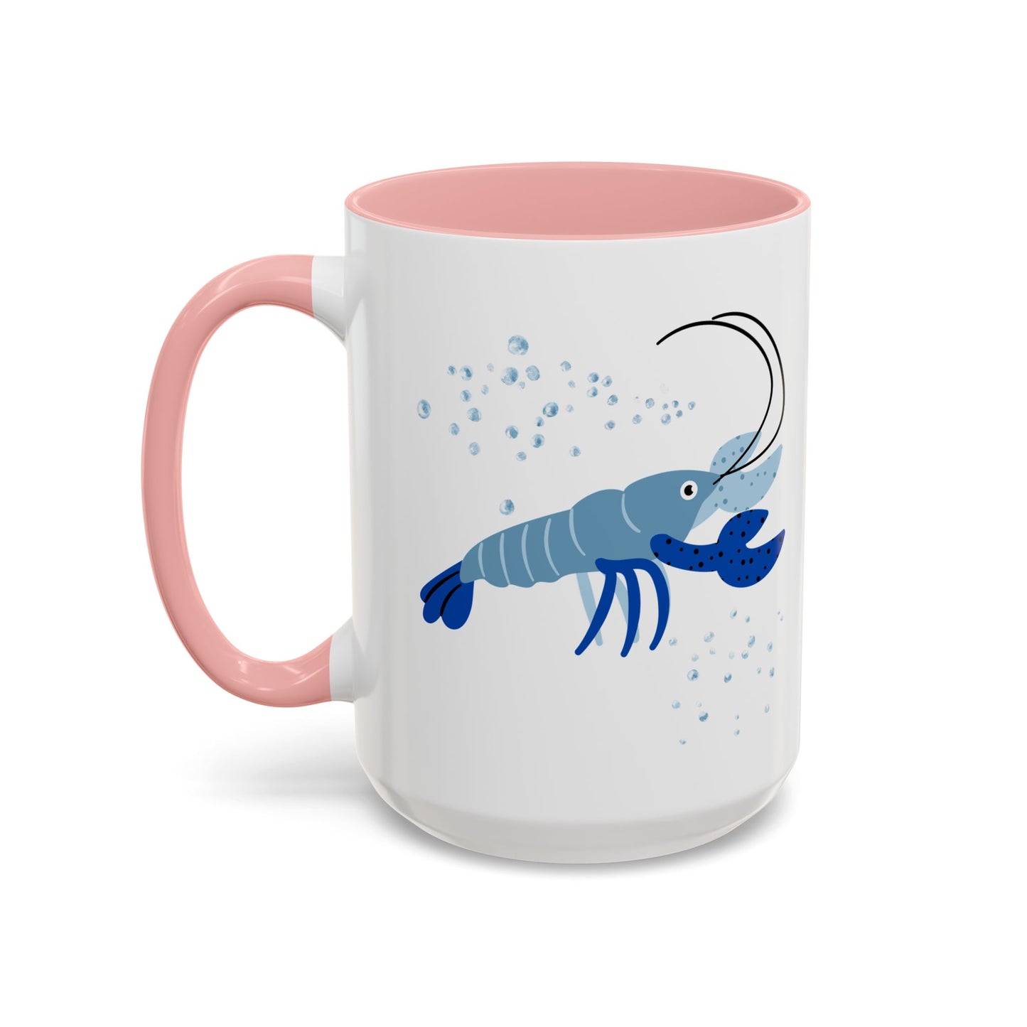 Blue shrimp with dark blue claws and bubbles Coffee Mug
