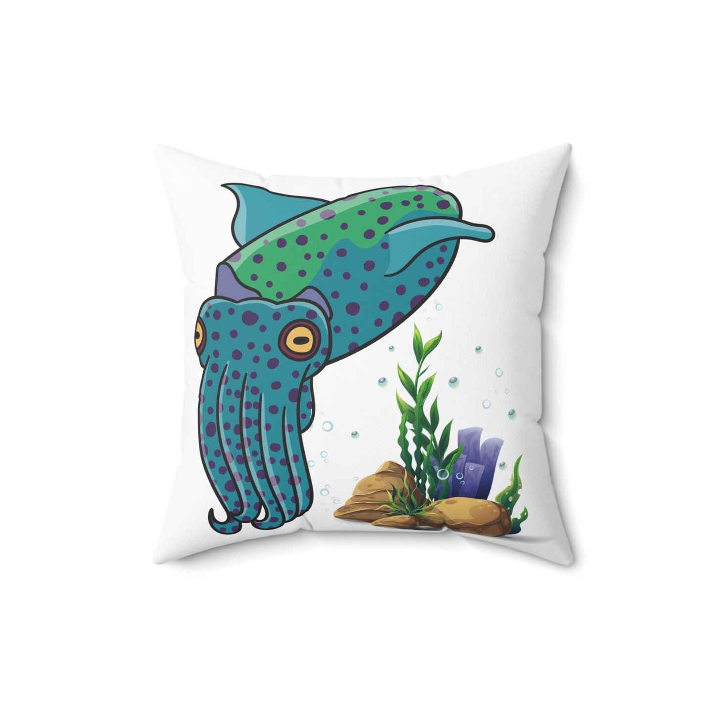Cute with marine habitat coral and bubbles Spun Polyester Square Pillow