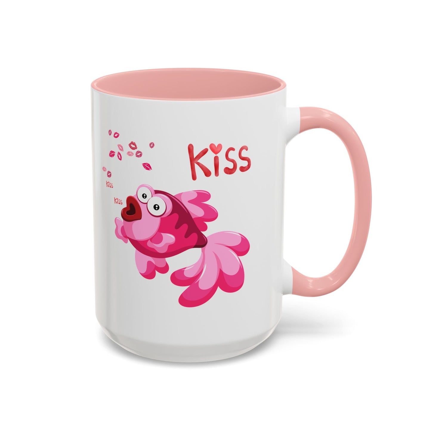 Pink fish with open mouth and kiss Coffee Mug