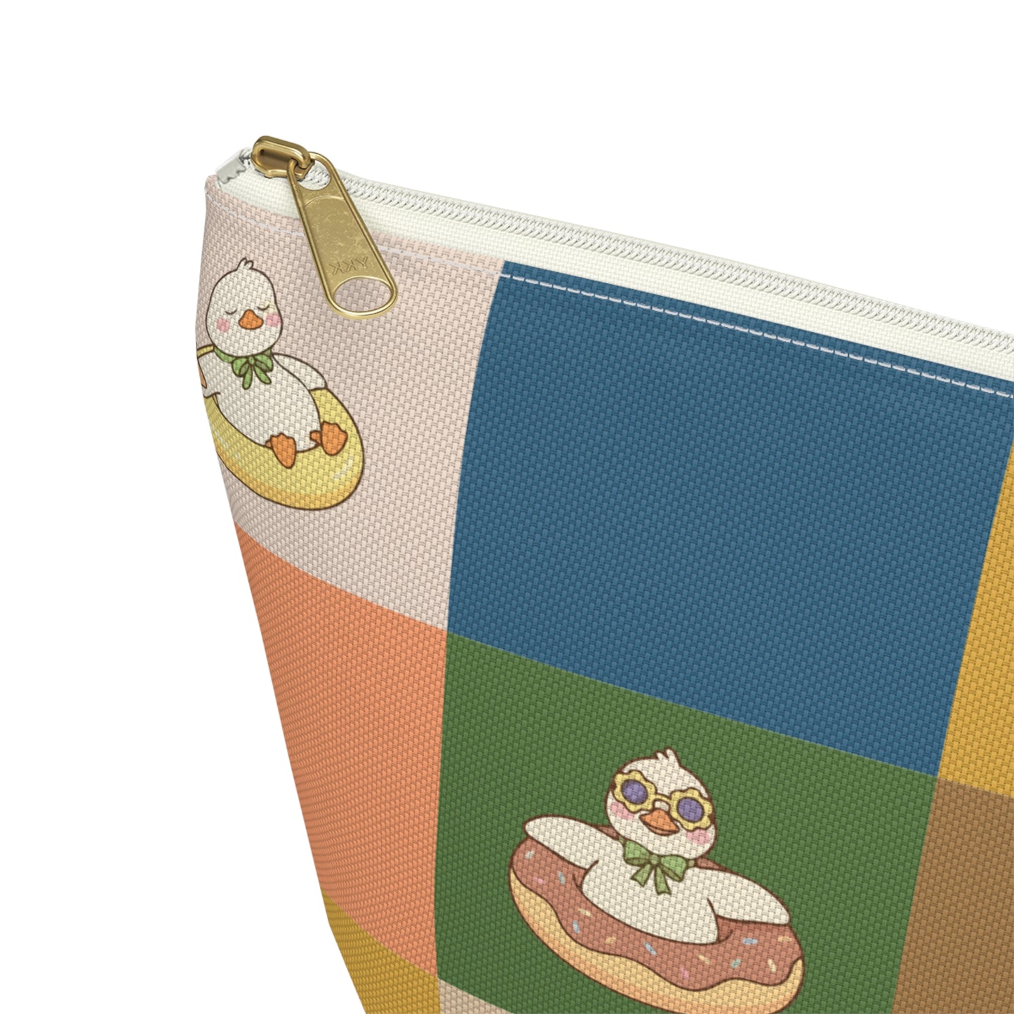 Personalized Duck Pattern Accessory Pouch — Custom Name Cosmetic Bag