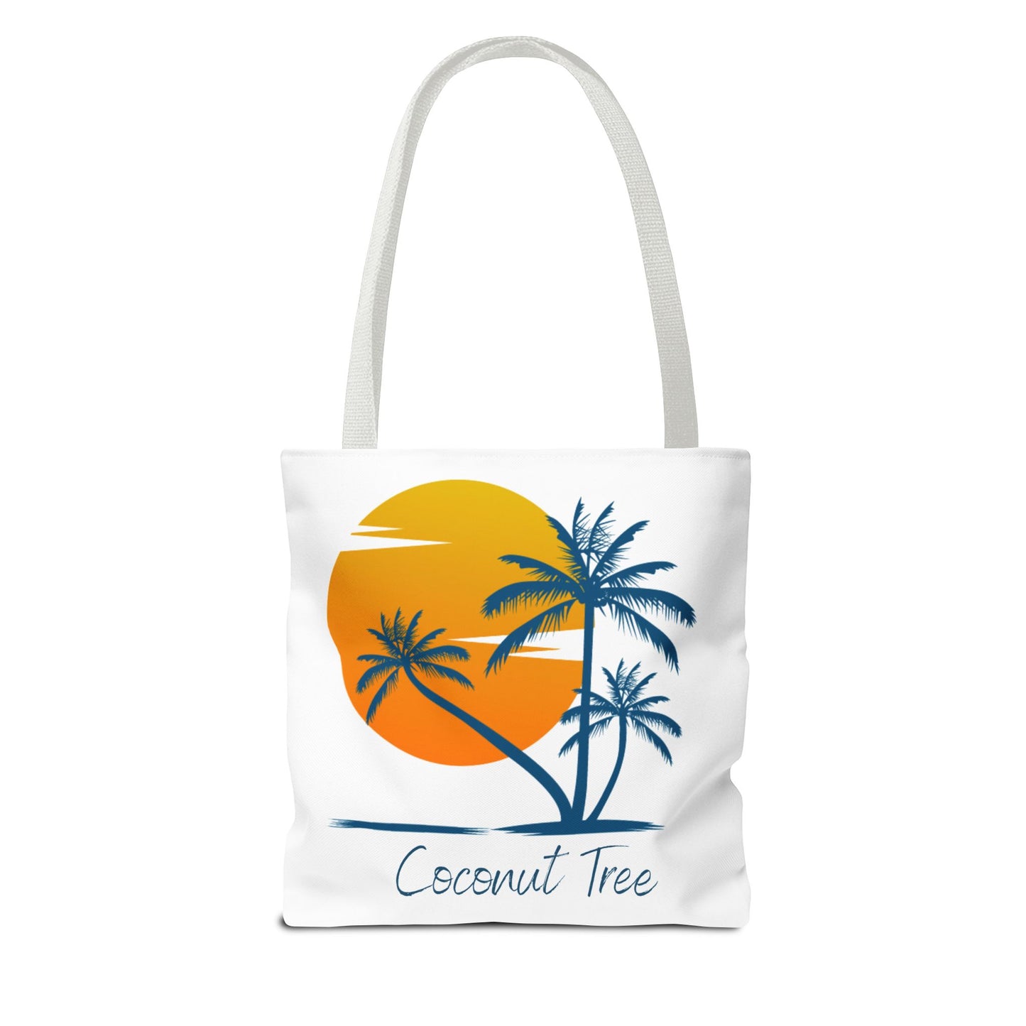Coconut Tree Tote Bag — Tropical Sunset Beach Canvas Tote