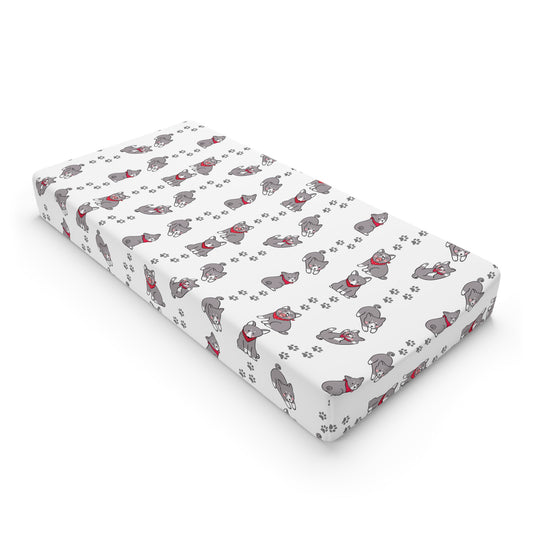 Changing Pad Cover — Cute Grey Puppy Pattern with Red Bandana