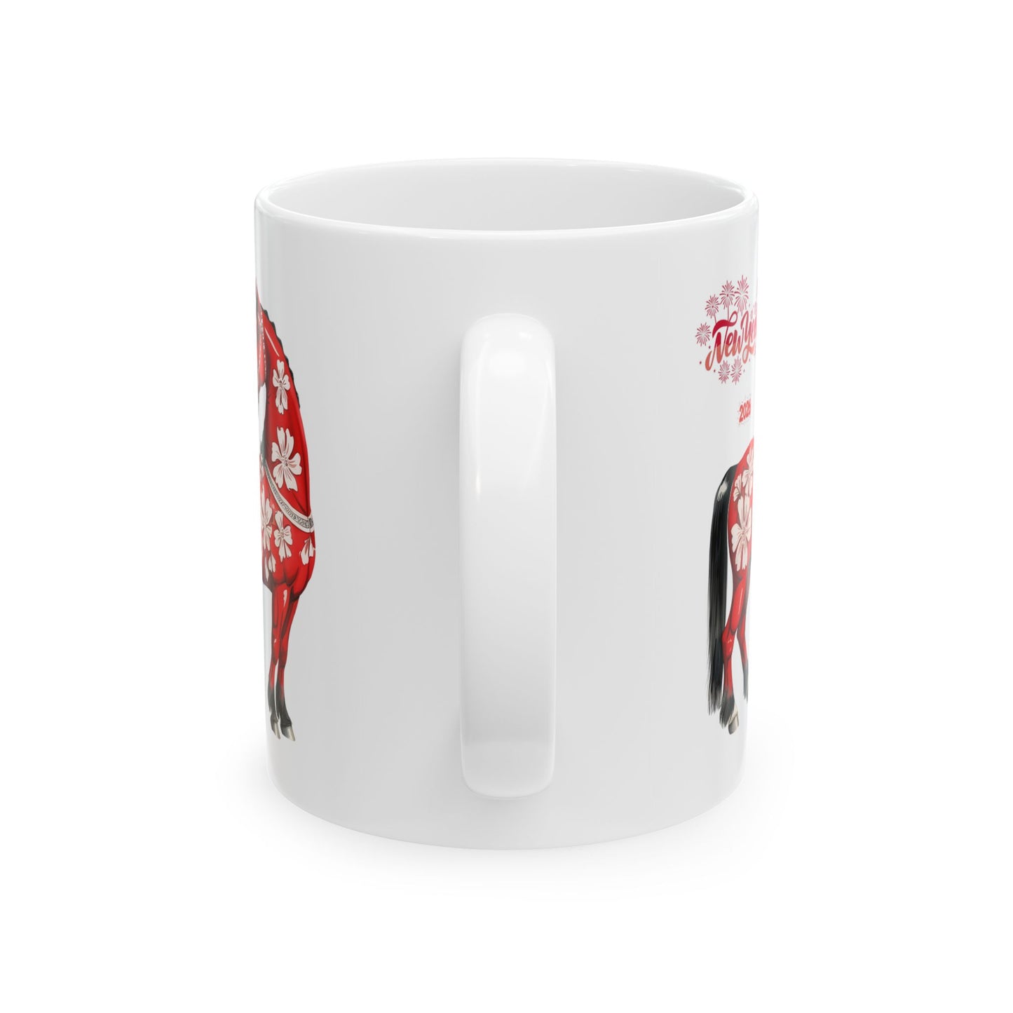 Personalized Red Floral Cow Mug — Custom Name Ceramic Coffee Cup (11oz/15oz)