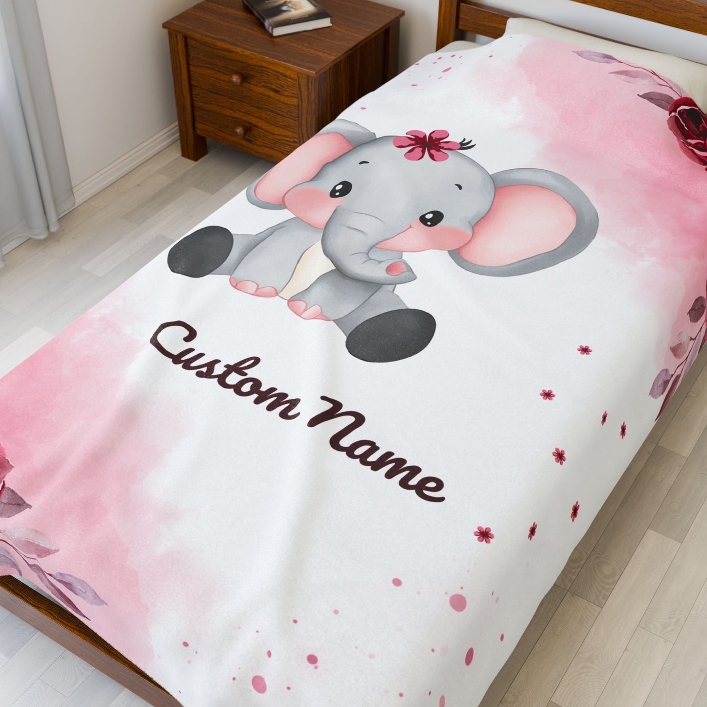 Custom Elephant Plush Blanket for Baby, Soft Baby Gift, Nursery Decor, Personalized Throw, Cuddle Blanket, Baby Shower Gift