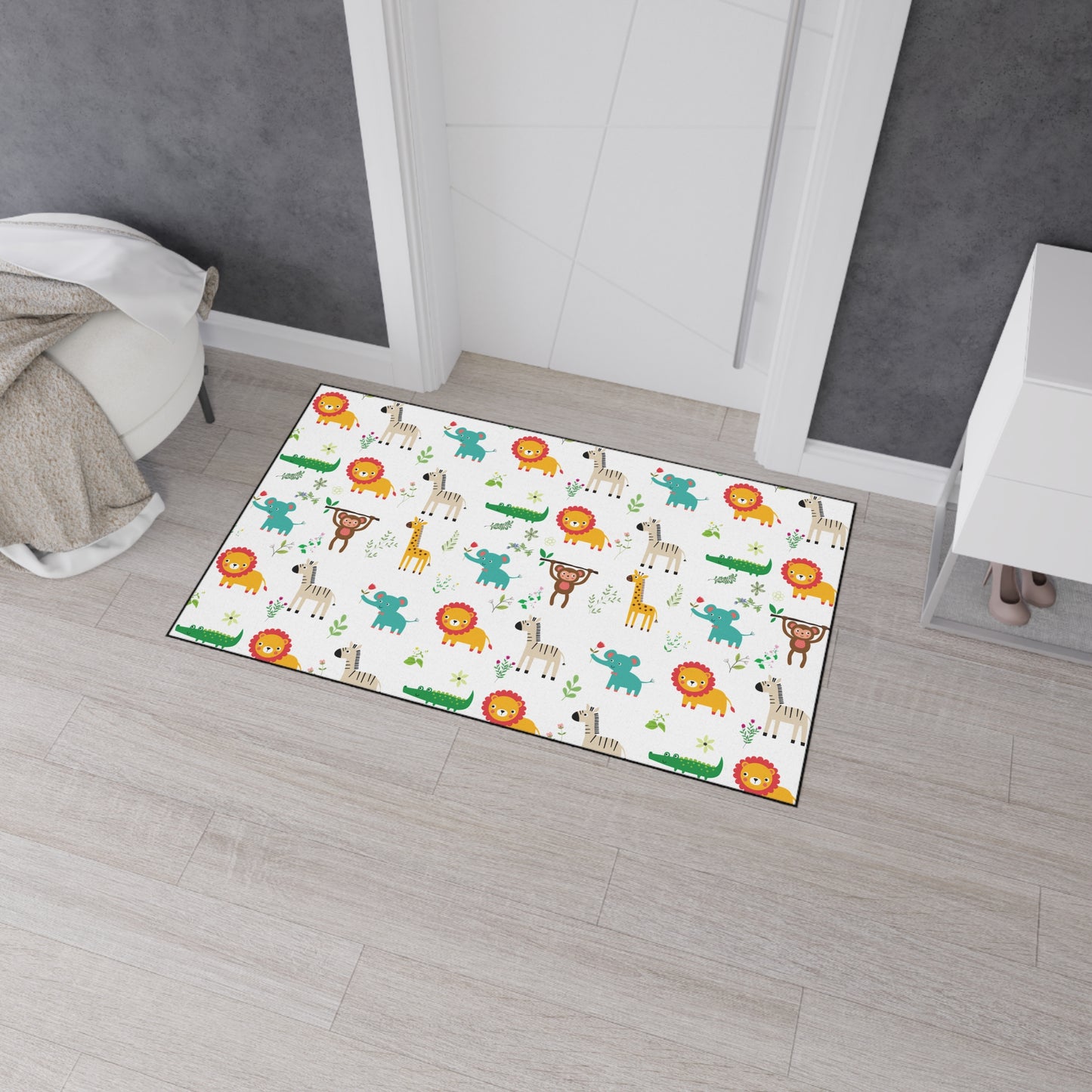 Kids' Safari Animal Floor Mat — Heavy Duty Non-Slip Playroom Rug
