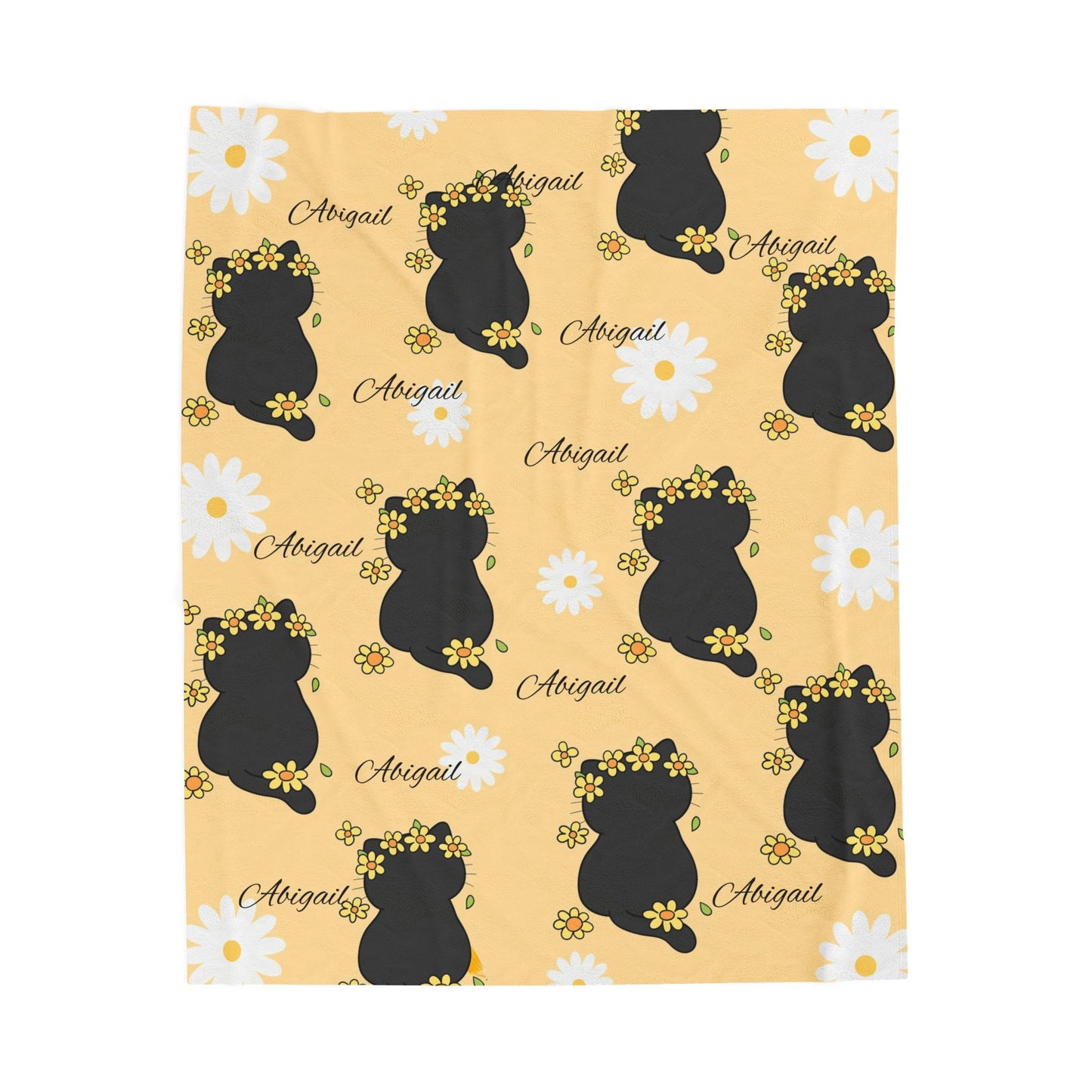Personalized Velveteen Plush Blanket with Floral Design