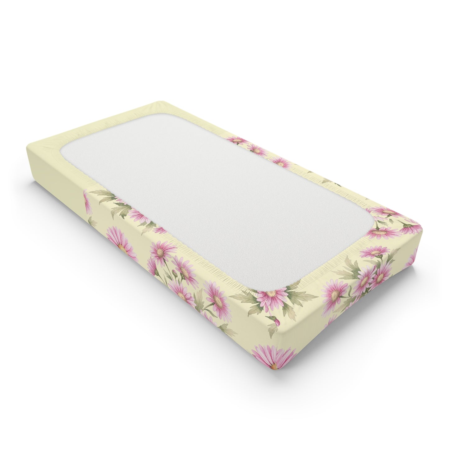 Floral Baby Changing Pad Cover — Pink Daisy Nursery Accent (Personalizable)