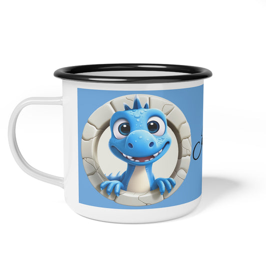 Enamel Camp Cup — Cute Blue Dragon Personalized Camping Mug (Name: Kyle)