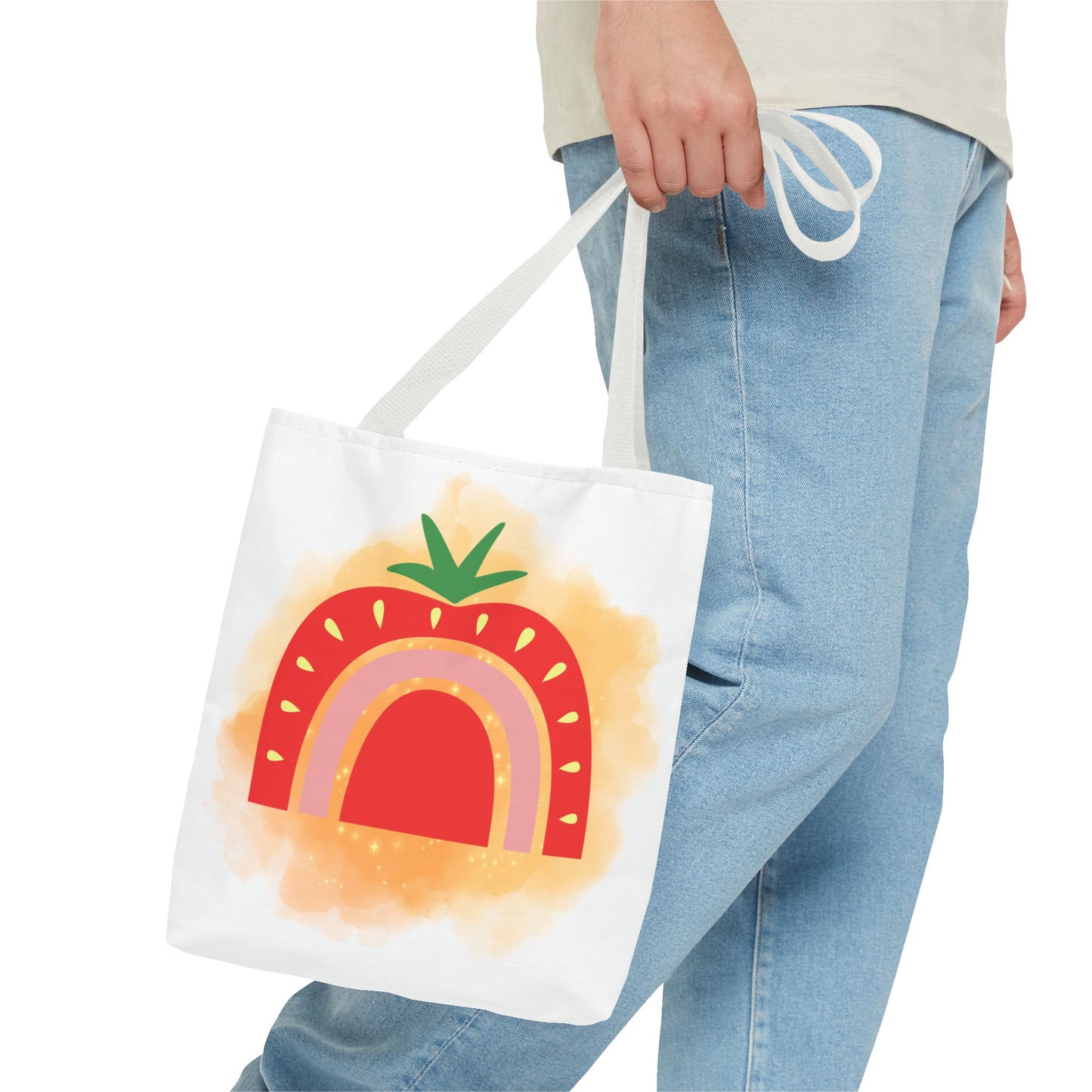 Strawberry Rainbow Tote Bag – Cute Fruit Watercolor AOP Tote