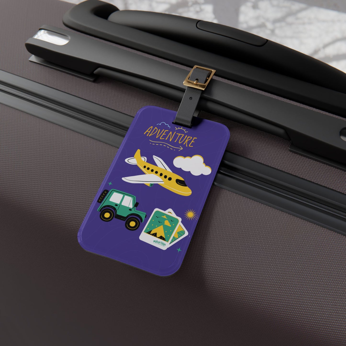 Adventure Luggage Tag — Cute Plane & Travel Icons ID Tag for Kids & Families