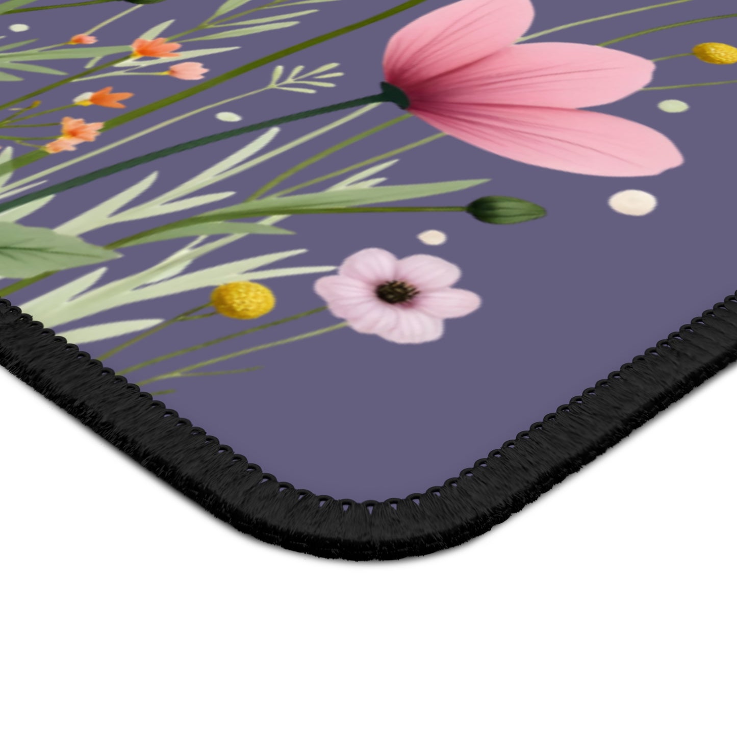 Floral Meadow Gaming Mouse Pad — Purple Wildflower Desk Mat