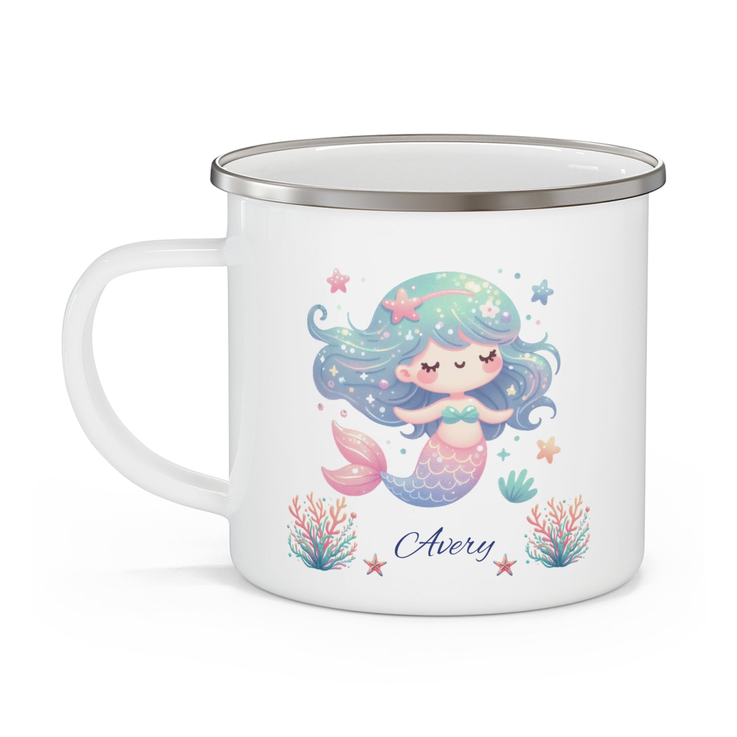 Personalized Mermaid Enamel Camping Mug