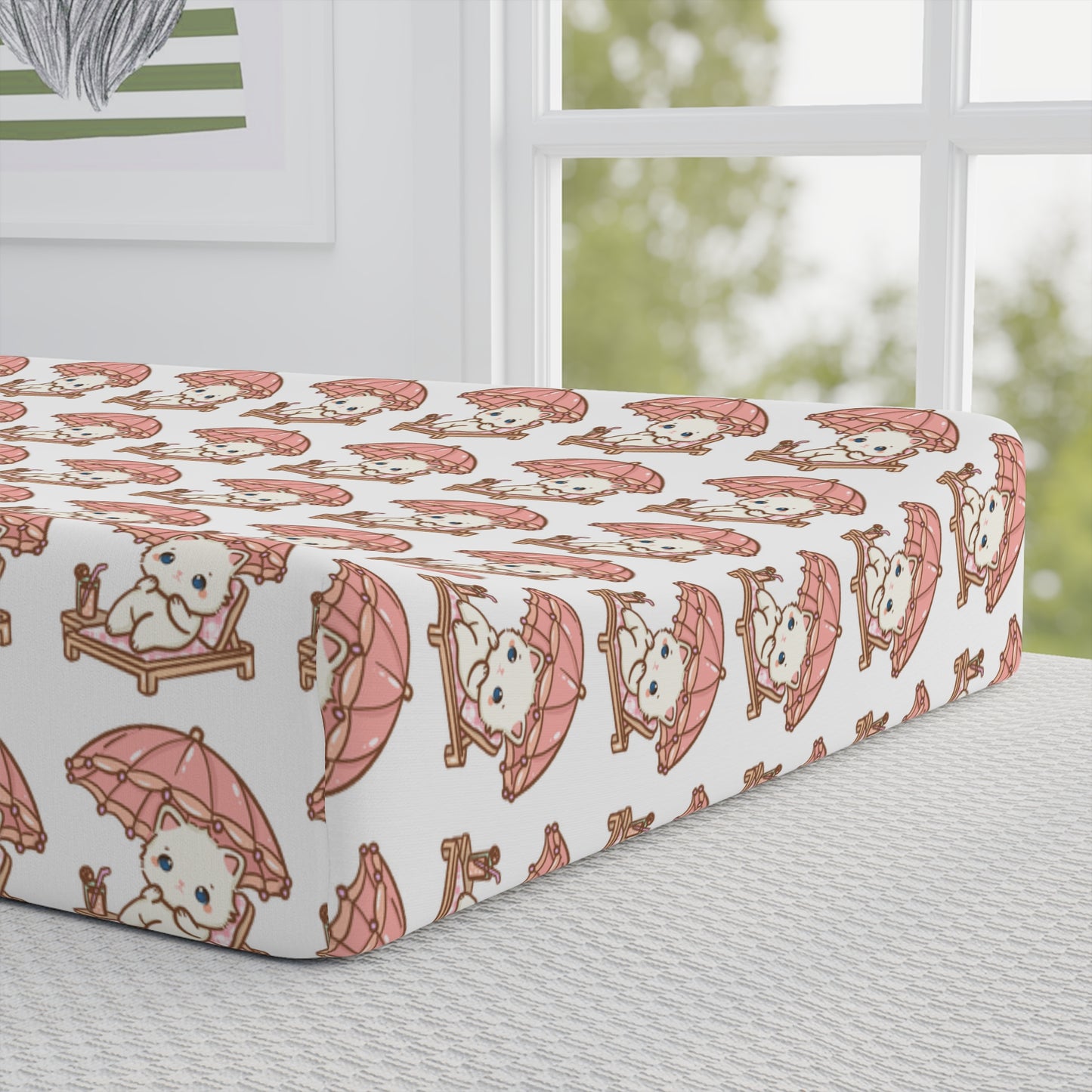 Personalized Baby Changing Pad Cover — Cute Sleeping Fox Pattern, Custom Name Nursery Accessory