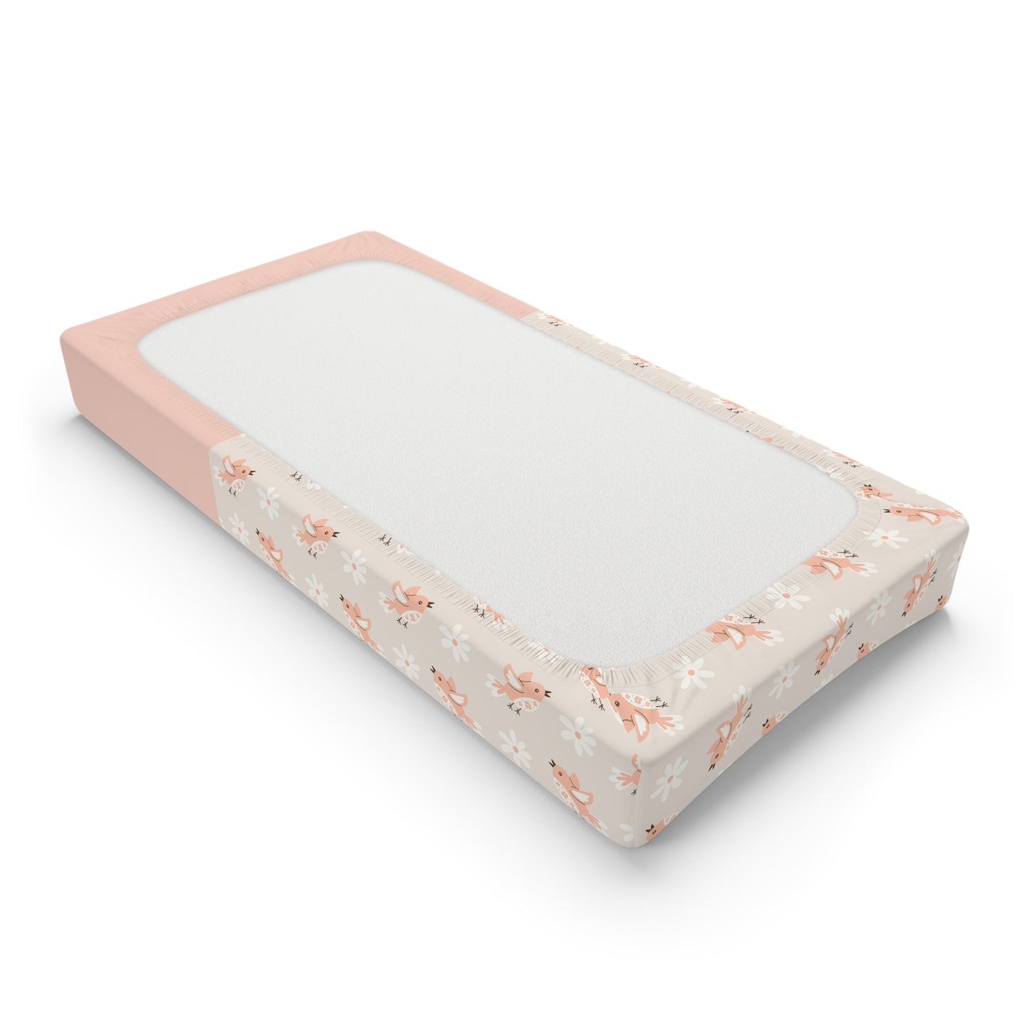 Personalized Mermaid Baby Changing Pad Cover - Floral Pink Newborn Nursery