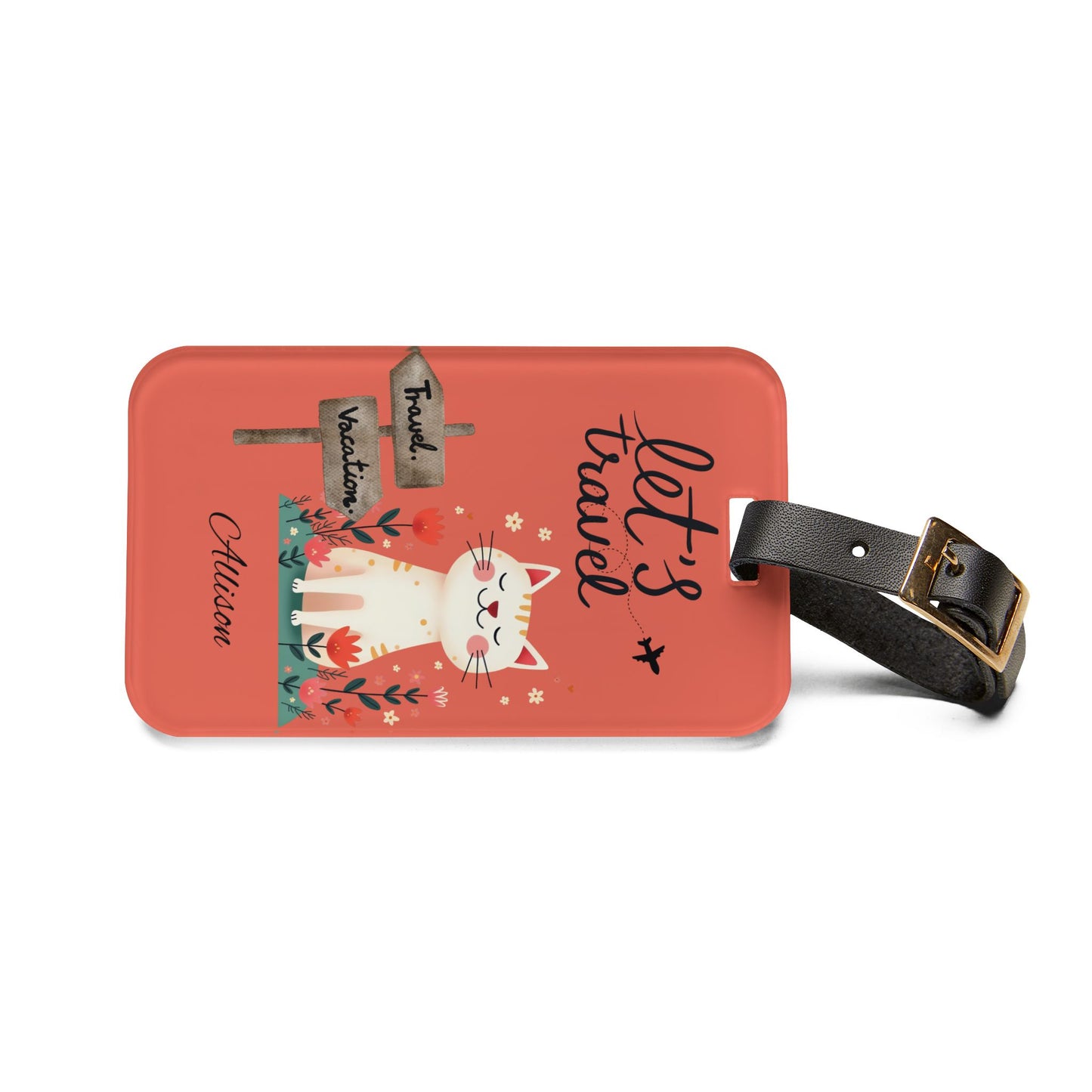 Let's Travel Cat Luggage Tag — Personalized Cute Cat Travel ID