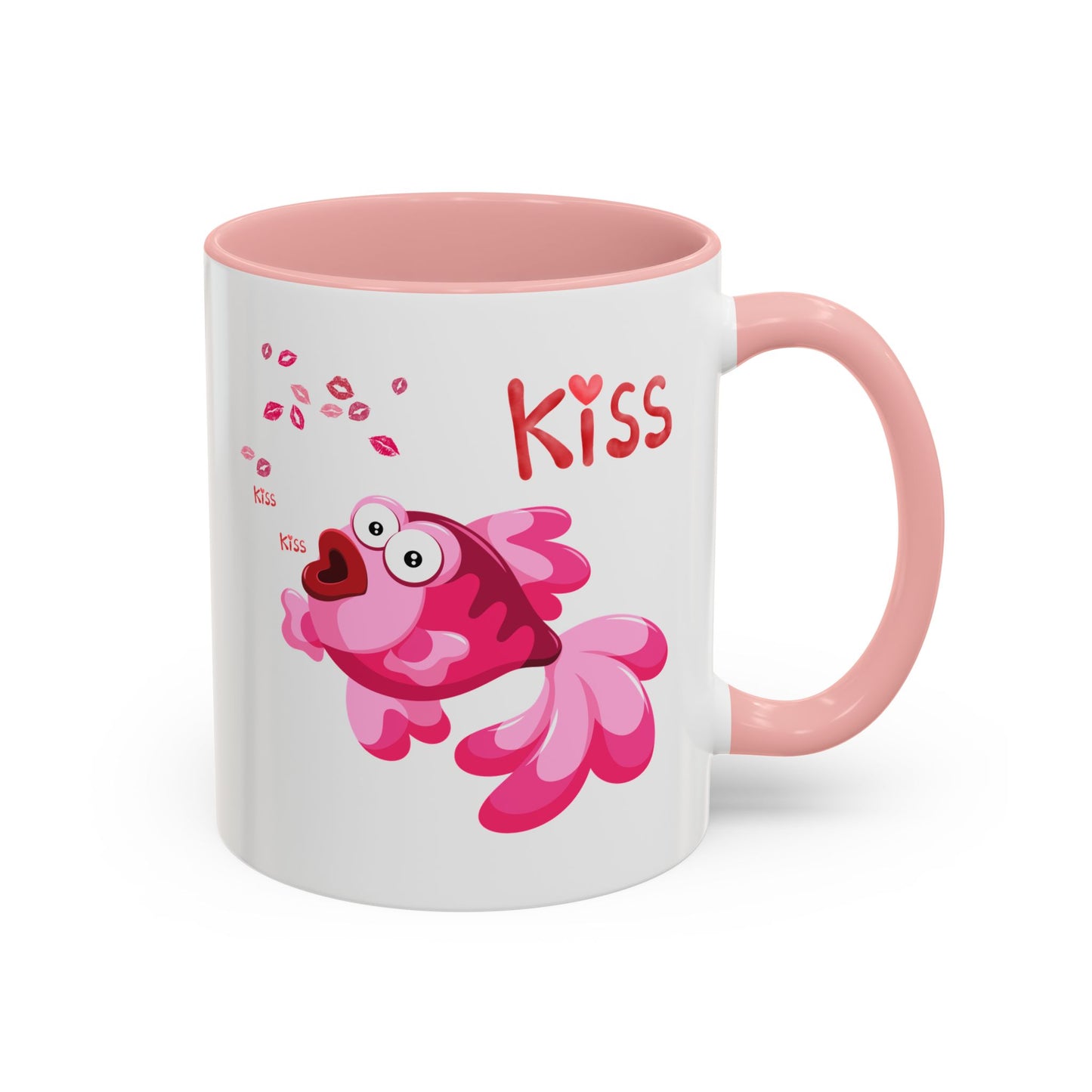 Pink fish with open mouth and kiss Coffee Mug