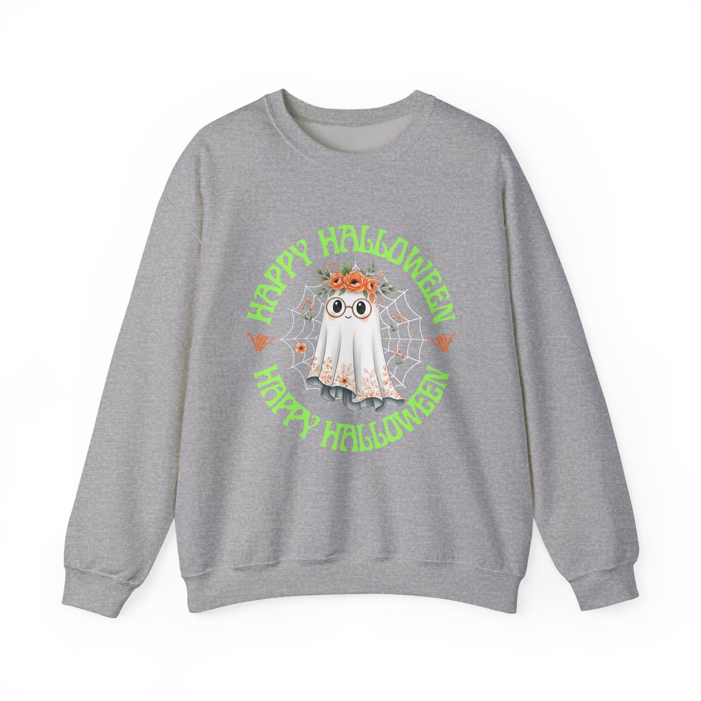 Halloween Ghost Sweatshirt, Cozy Fall Crewneck, Unisex Halloween Apparel, Cute Ghost Design, Perfect for Halloween Parties