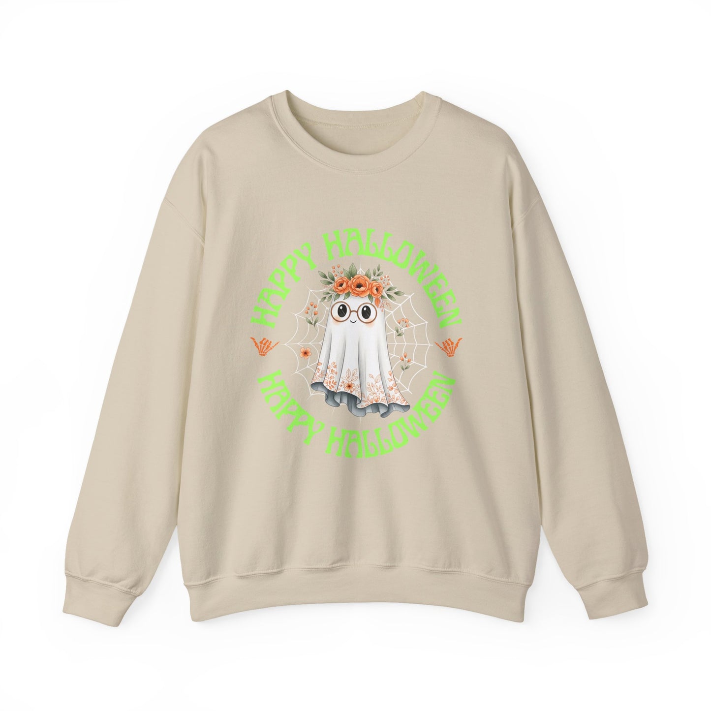 Halloween Ghost Sweatshirt, Cozy Fall Crewneck, Unisex Halloween Apparel, Cute Ghost Design, Perfect for Halloween Parties