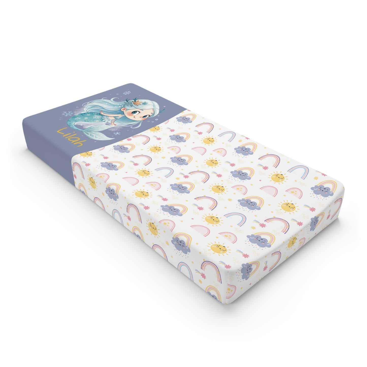 Unicorn Rainbow Baby Changing Pad Cover — Personalized Name Option