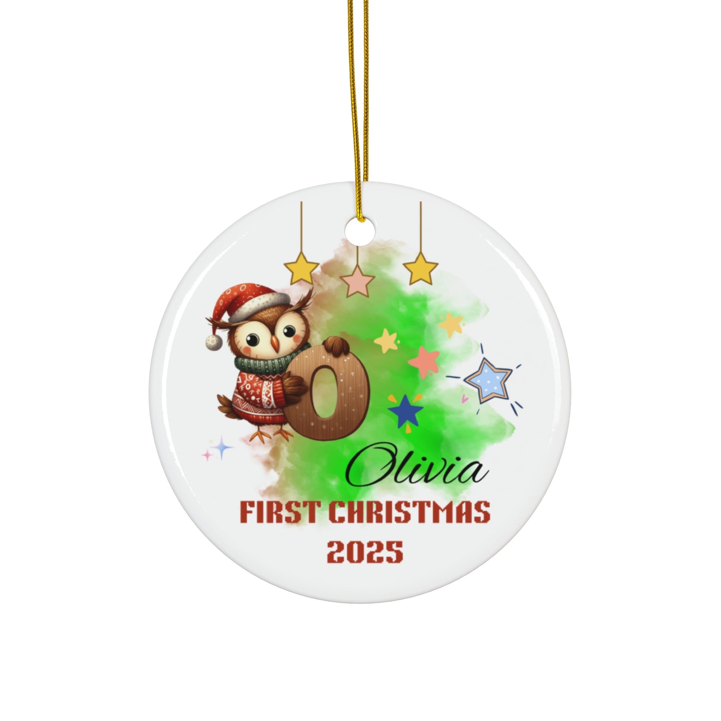 Personalized First Christmas Owl Ornament, Custom Holiday Decoration, Keepsake Gift, Kids Christmas Decor, Unique Tree Ornament