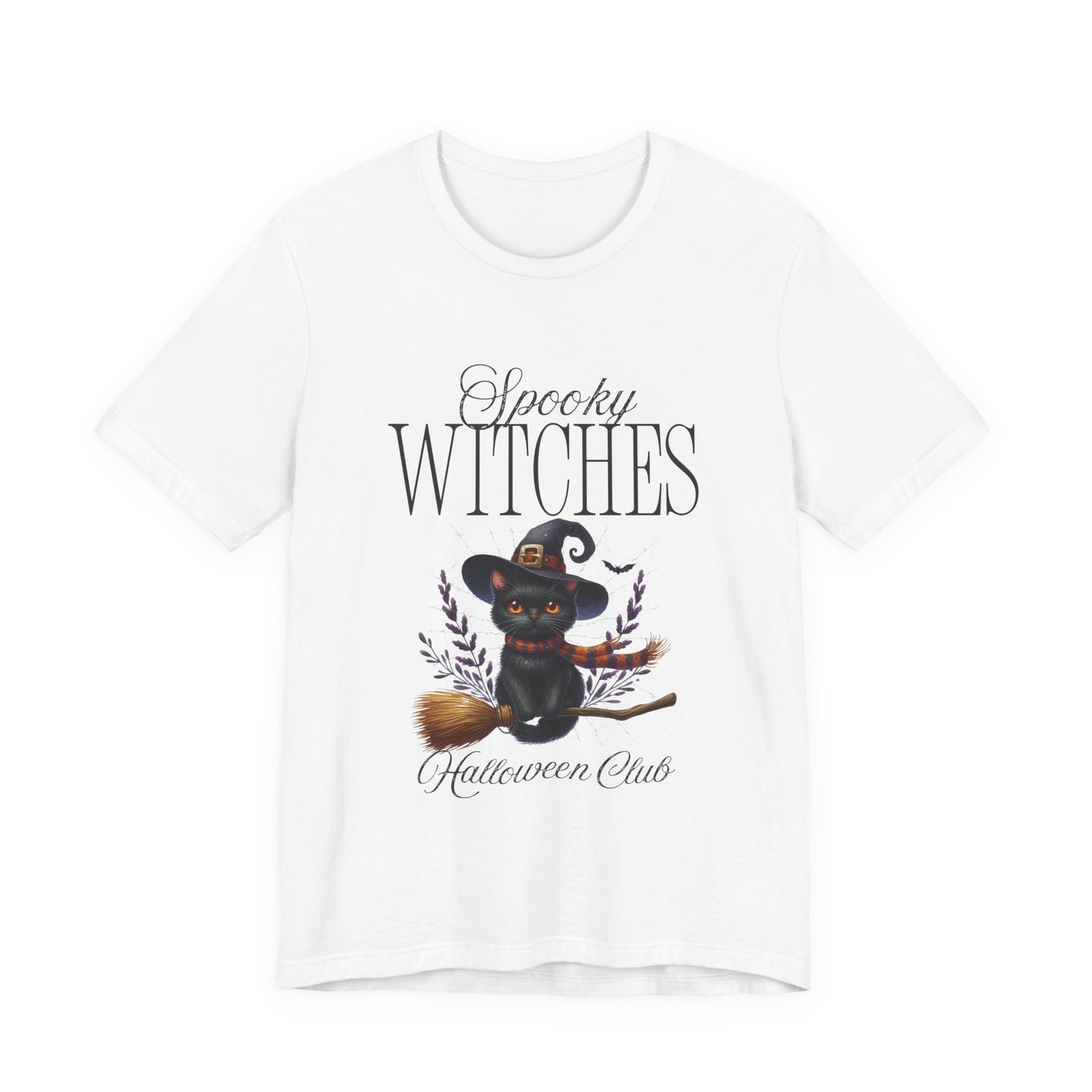 Spooky Witches Halloween Tee, Unisex Short Sleeve Shirt, Witch T-Shirt, Halloween Costume Top, Cat Lovers Gift, Fall Fashion