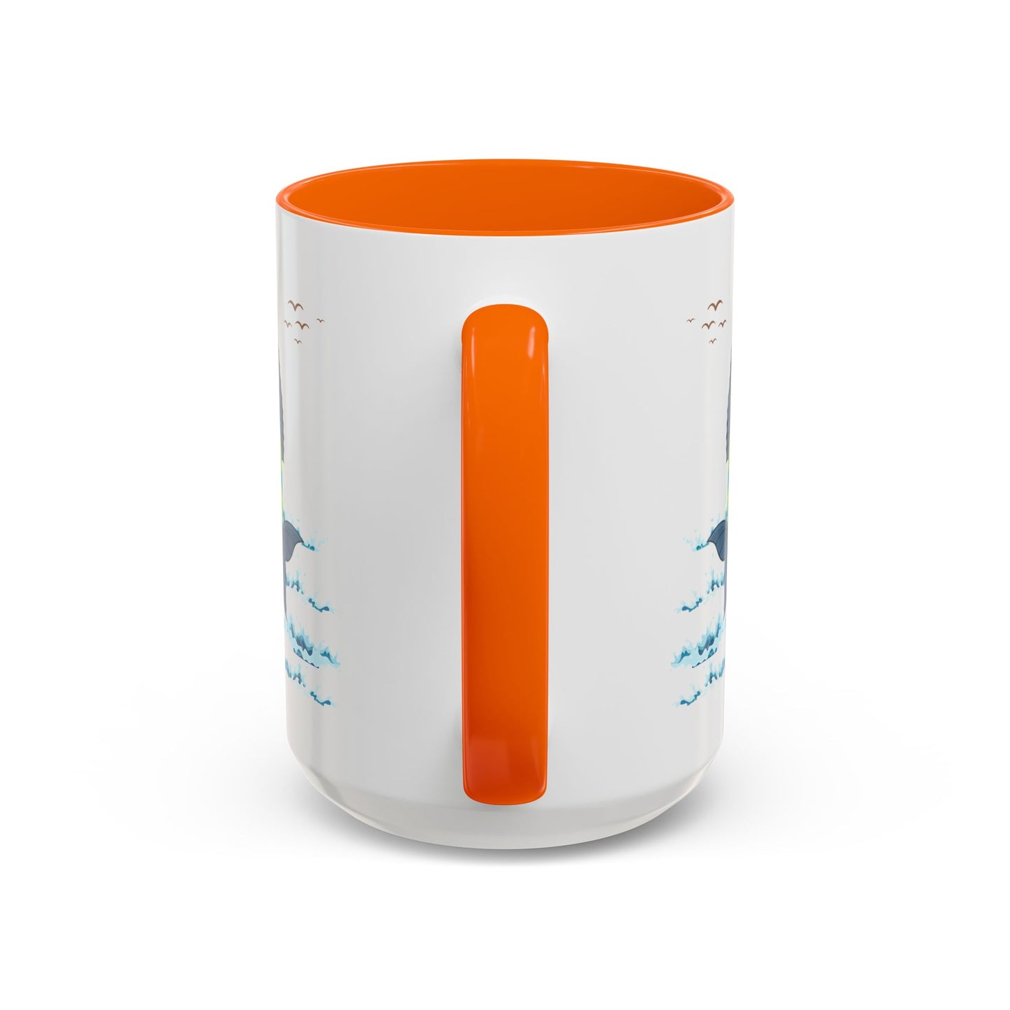 Fish with a sun and birds in the sky above water Coffee Mug