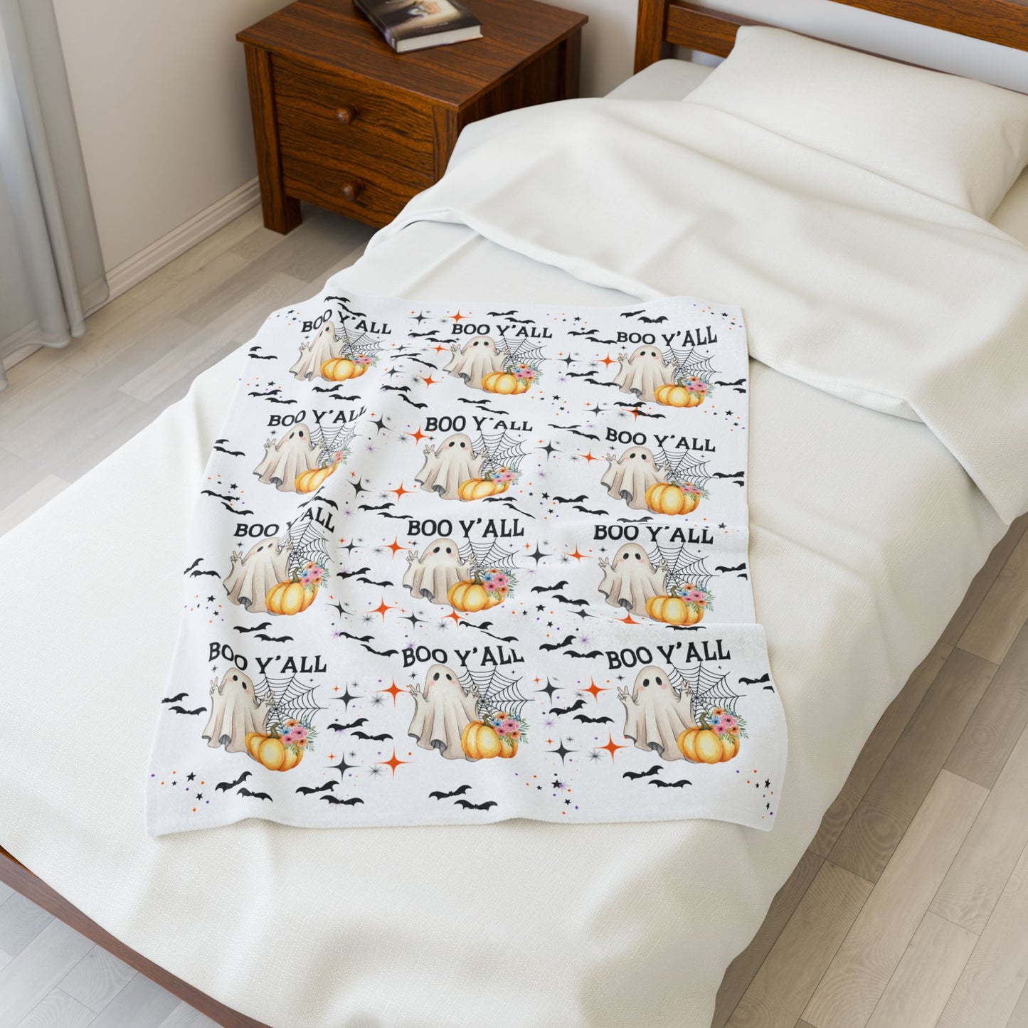 Halloween Boo Y'all Velveteen Plush Blanket, Cozy Throw for Fall Decor, Spooky Season Gift, Soft Fleece Blanket for Kids, Perfect for [...]