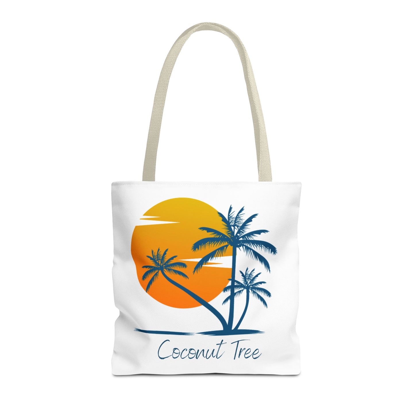 Coconut Tree Tote Bag — Tropical Sunset Beach Canvas Tote