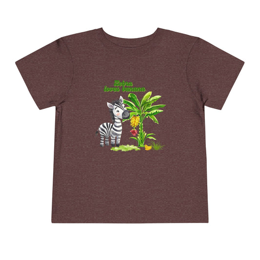 Cute Zebra Loves Bananas Toddler Tee, Kids Animal Birthday Gift, Playful Summer Wear, Fun Graphic T-Shirt, Adorable Toddler Apparel