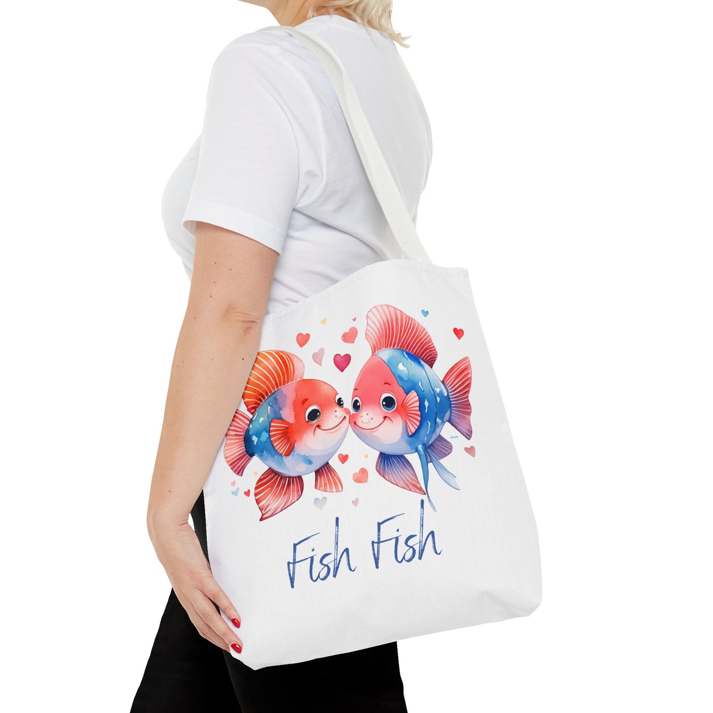Cute Fish Couple Tote Bag — 'Fish Fish' Romantic Sea Life Beach Shopper