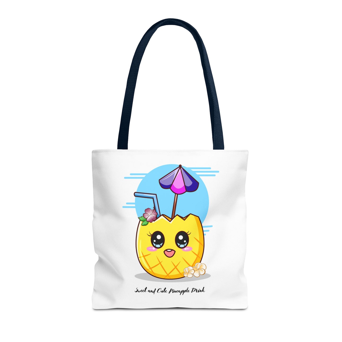 Pineapple Picnic Tote Bag — Cute Kawaii Tropical Drink Design
