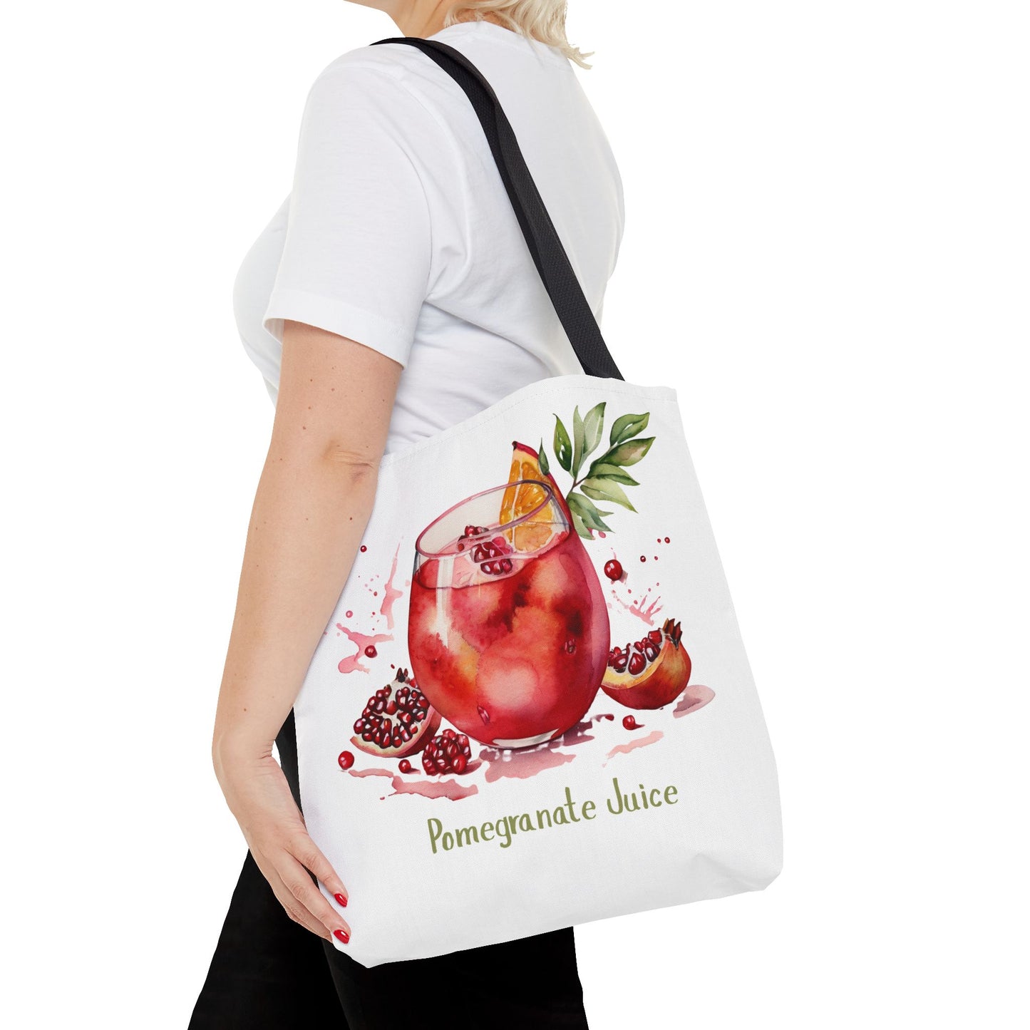 Pomegranate Juice Tote Bag — Watercolor Fruit Canvas Tote