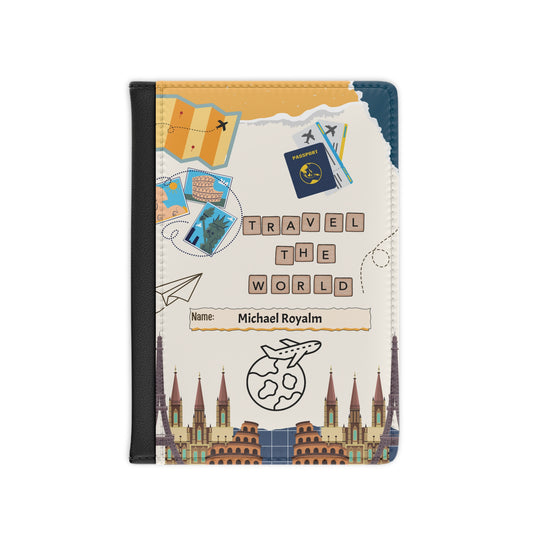 Travel The World Personalized Passport Cover — Custom Name Travel Passport Holder