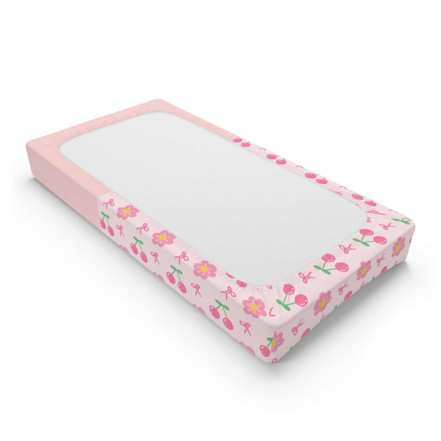 Floral Lamb Baby Changing Pad Cover — Personalized Pink Nursery Décor